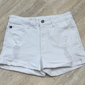 Rancan Distressed White Jean Shorts